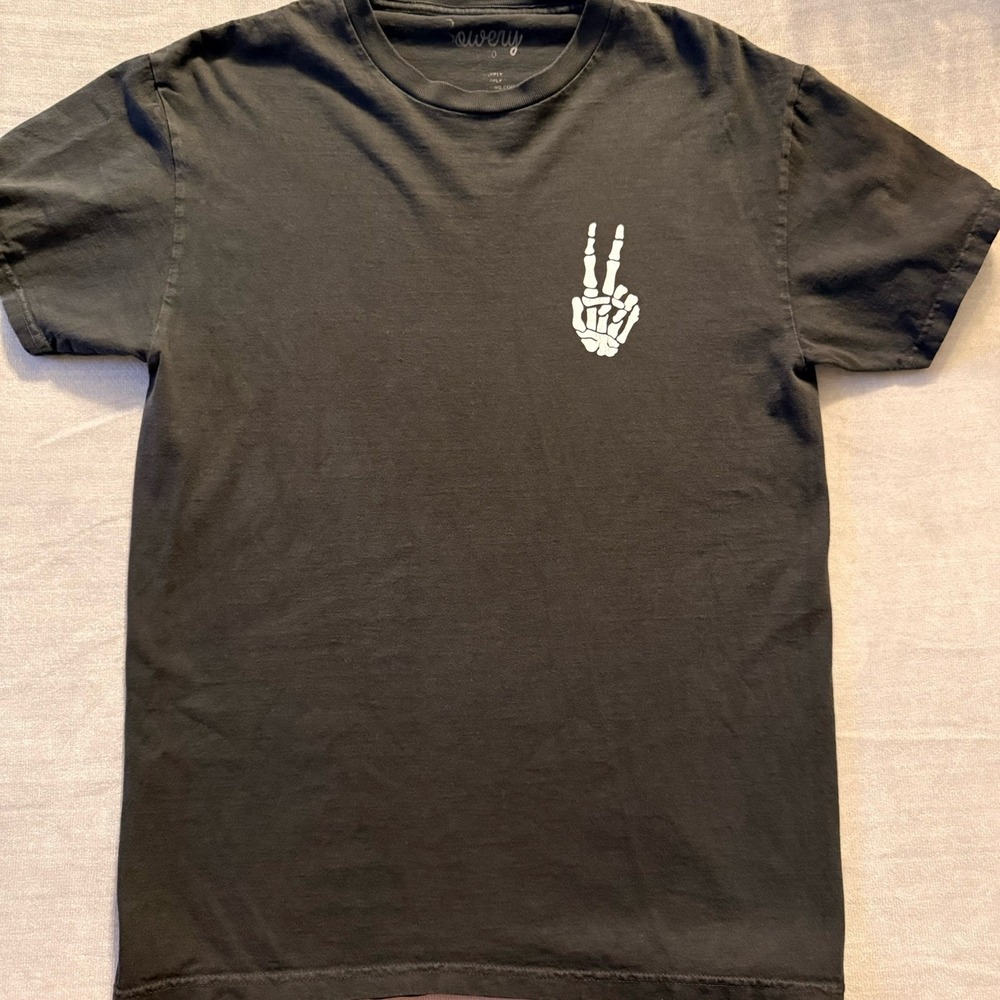 Bowery Mens‎ Black T Shirt Skeleton Hand Graphic Crew Neck Short Sleeve Medium